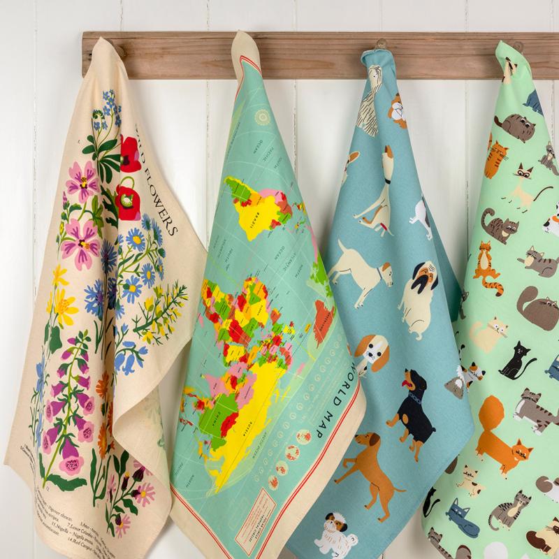 Rex Cotton tea towel - World Map