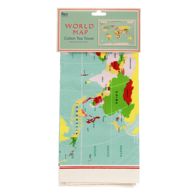 Rex Cotton tea towel - World Map