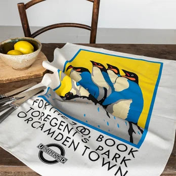 Rex Cotton tea towel - TfL Vintage Poster "For the Zoo..."