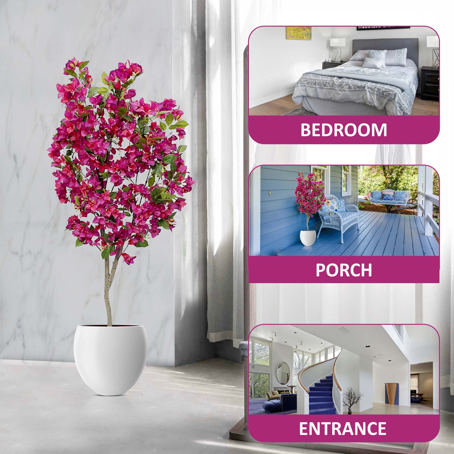 5Ft Blooming Bougainvillea Glabra Paperflower - Artificial Plant