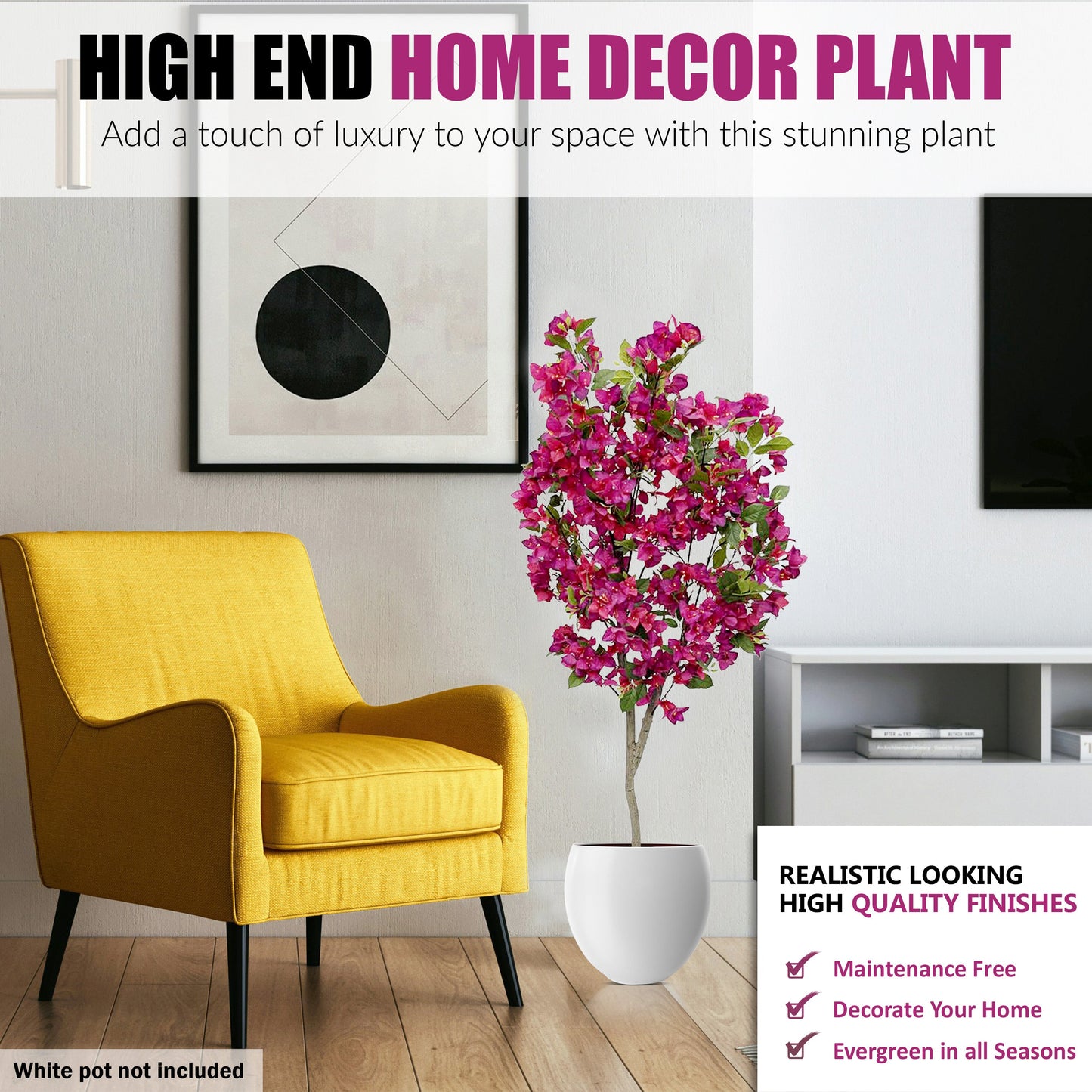 5Ft Blooming Bougainvillea Glabra Paperflower - Artificial Plant
