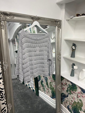 Crochet Top Grey One Size Fits 8-18