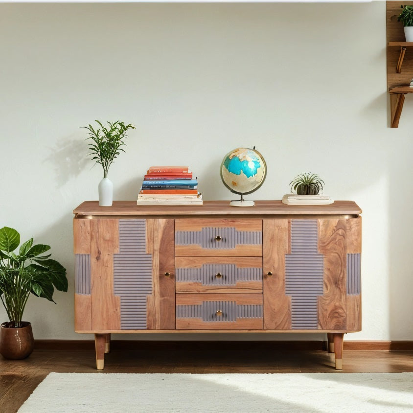 Berkley Acacia Wood 2 Doors 3 Drawers Sideboard