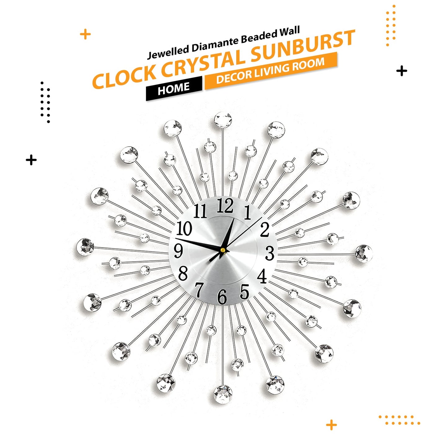 Living Room Diamante Beaded Wall Clock