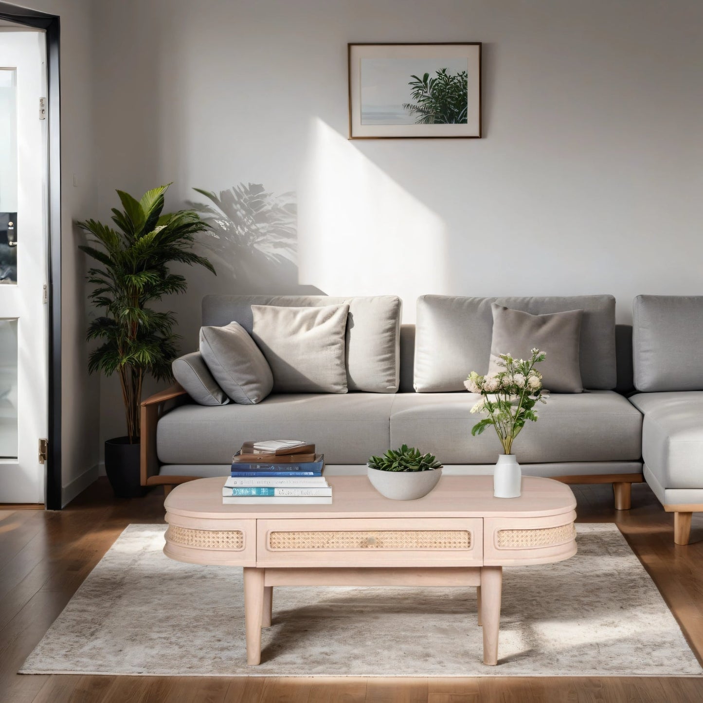 Chester Cane And Wood 1 Drawer Coffee Table