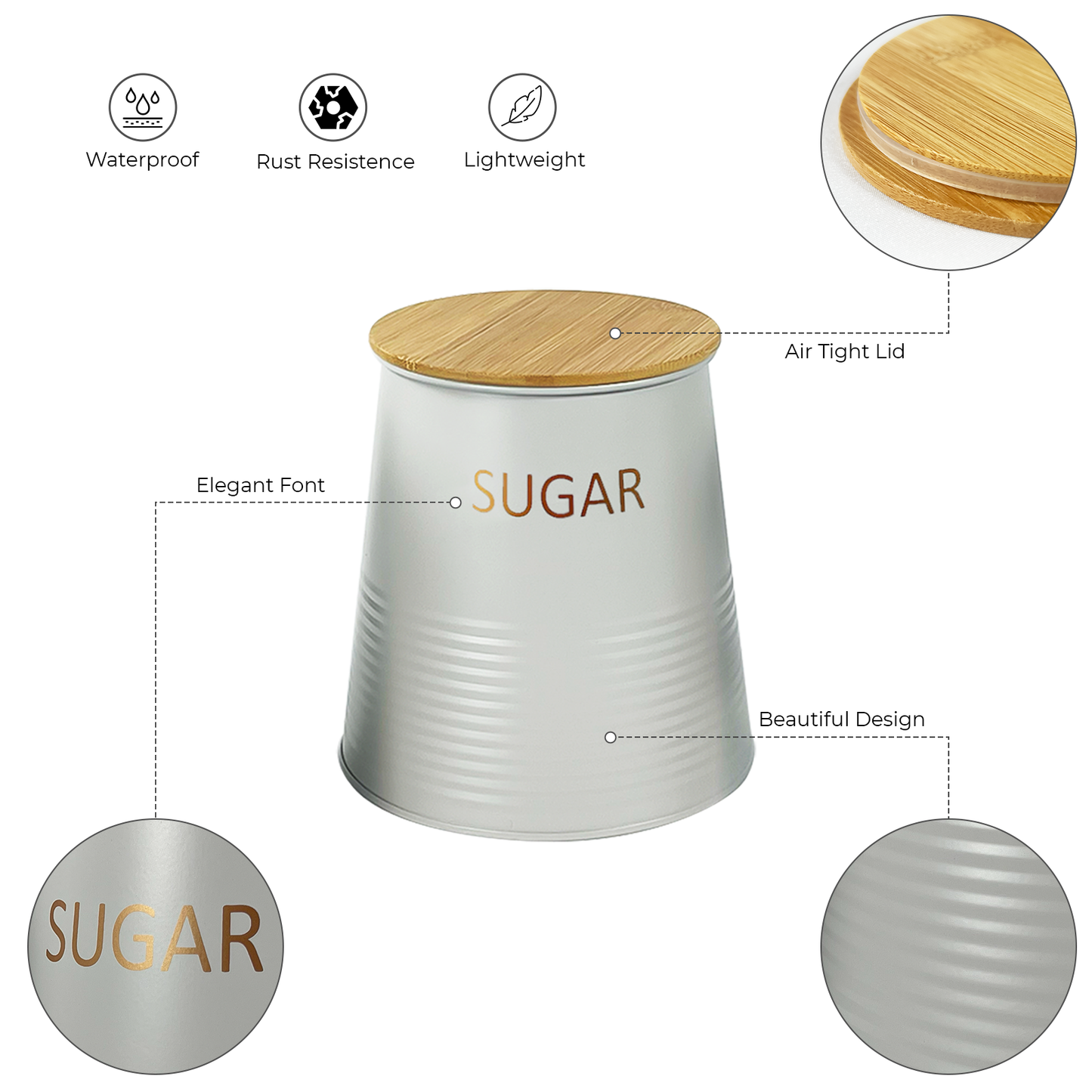 Set of 3 Tea/Coffee/Sugar Canisters
