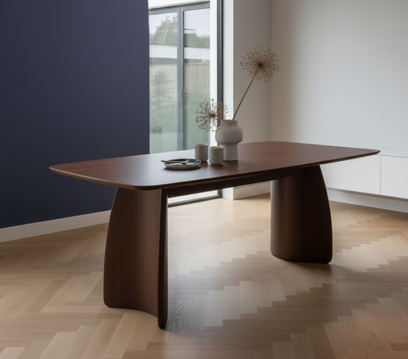 Walnut Dining Table with Curved Legs