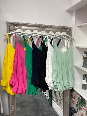 Pleated Strappy Top | Flowy Cami One Size Fits 8–22 | Summer Occasion Wear