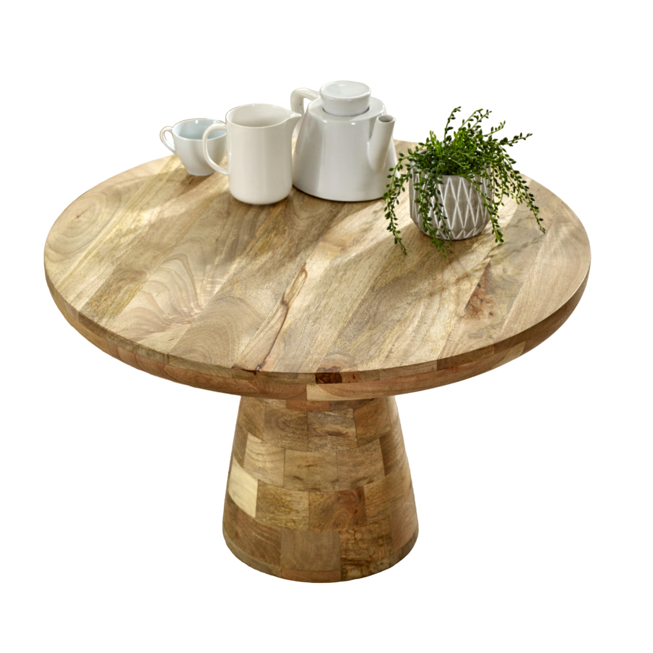 Merlin Mango Wooden Round Coffee Table Mushroom Style