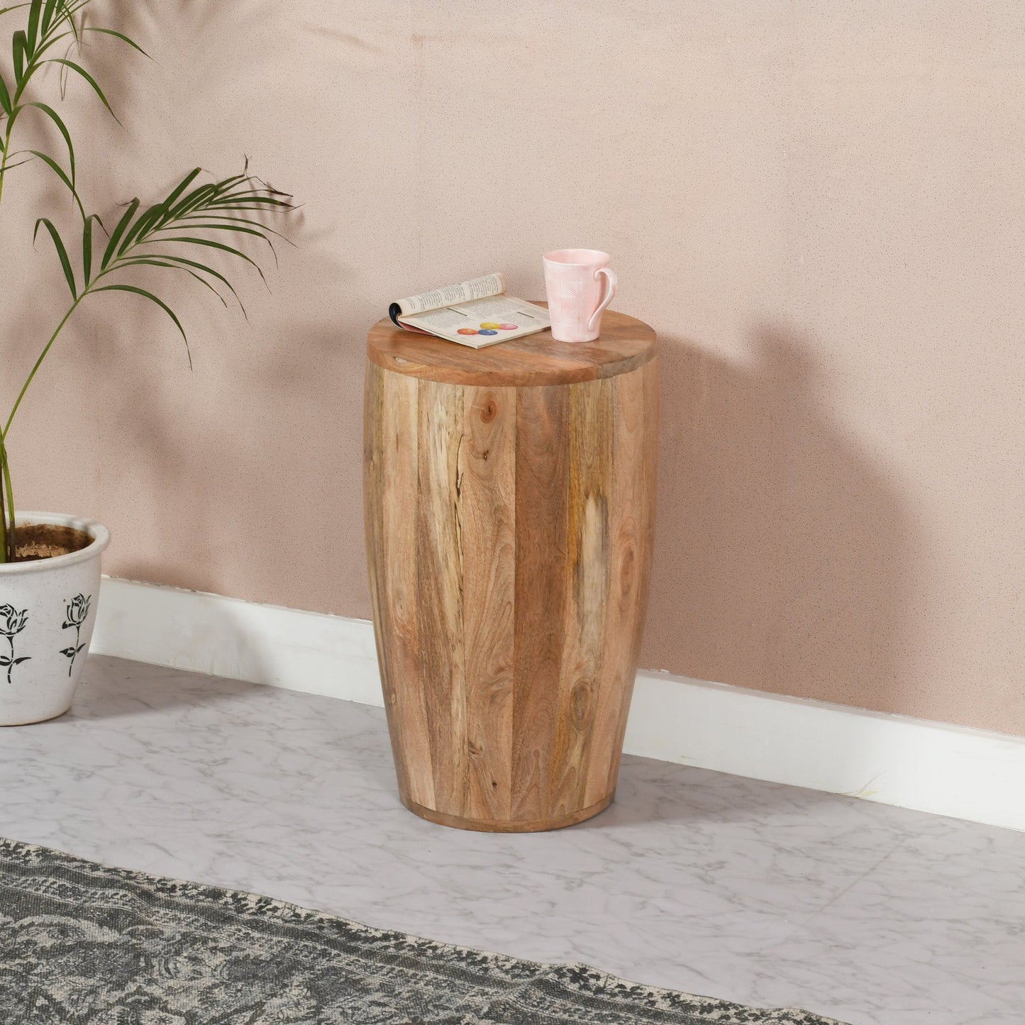 Merlin Mango Wooden Drum Side Table