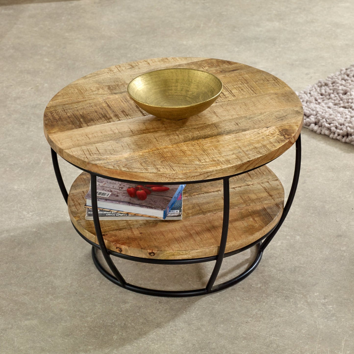 Merlin Mango Wooden & Metal Coffee Table With Shelf