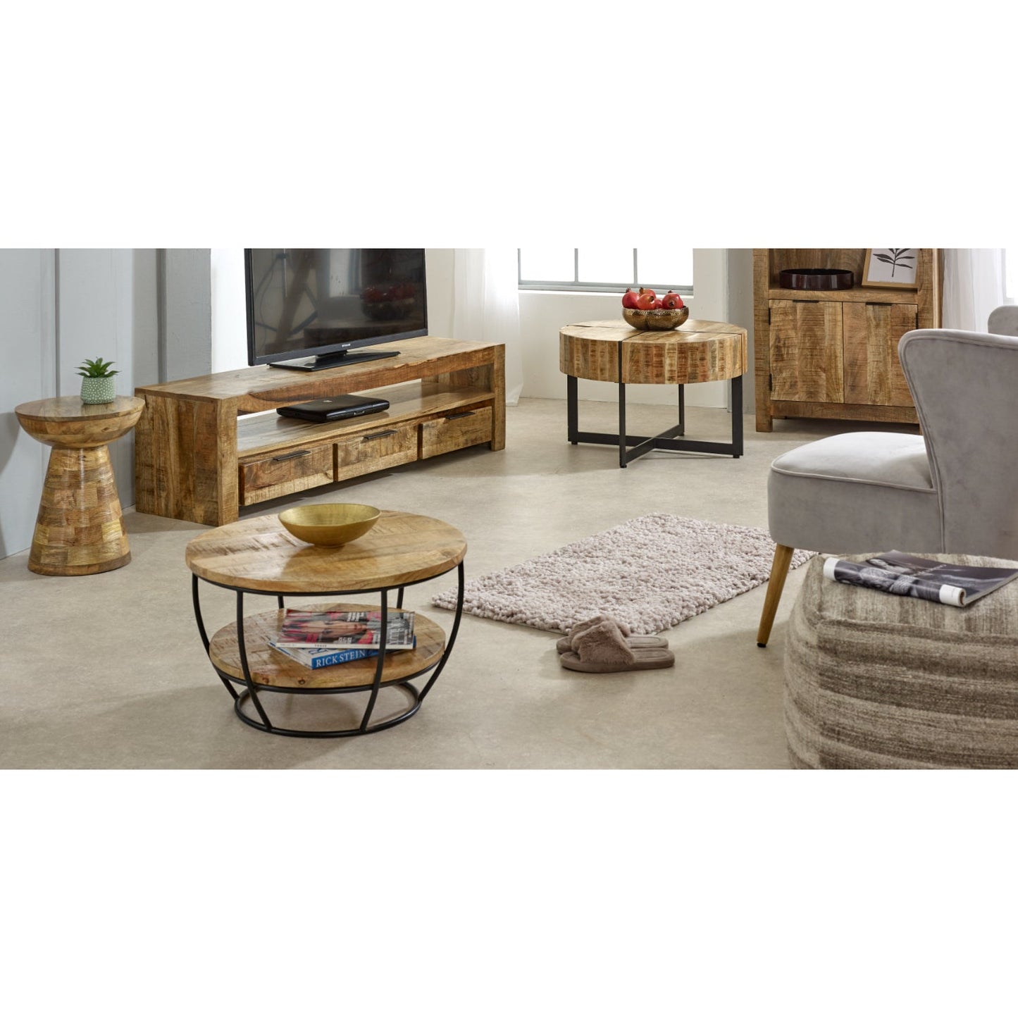 Merlin Mango Wooden & Metal Coffee Table With Shelf