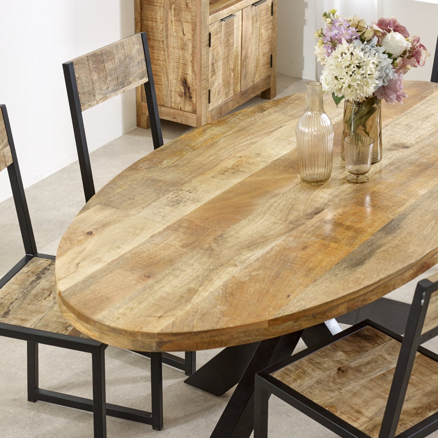 Merlin Mango Wooden 6 8 Seater Oval Dining Table