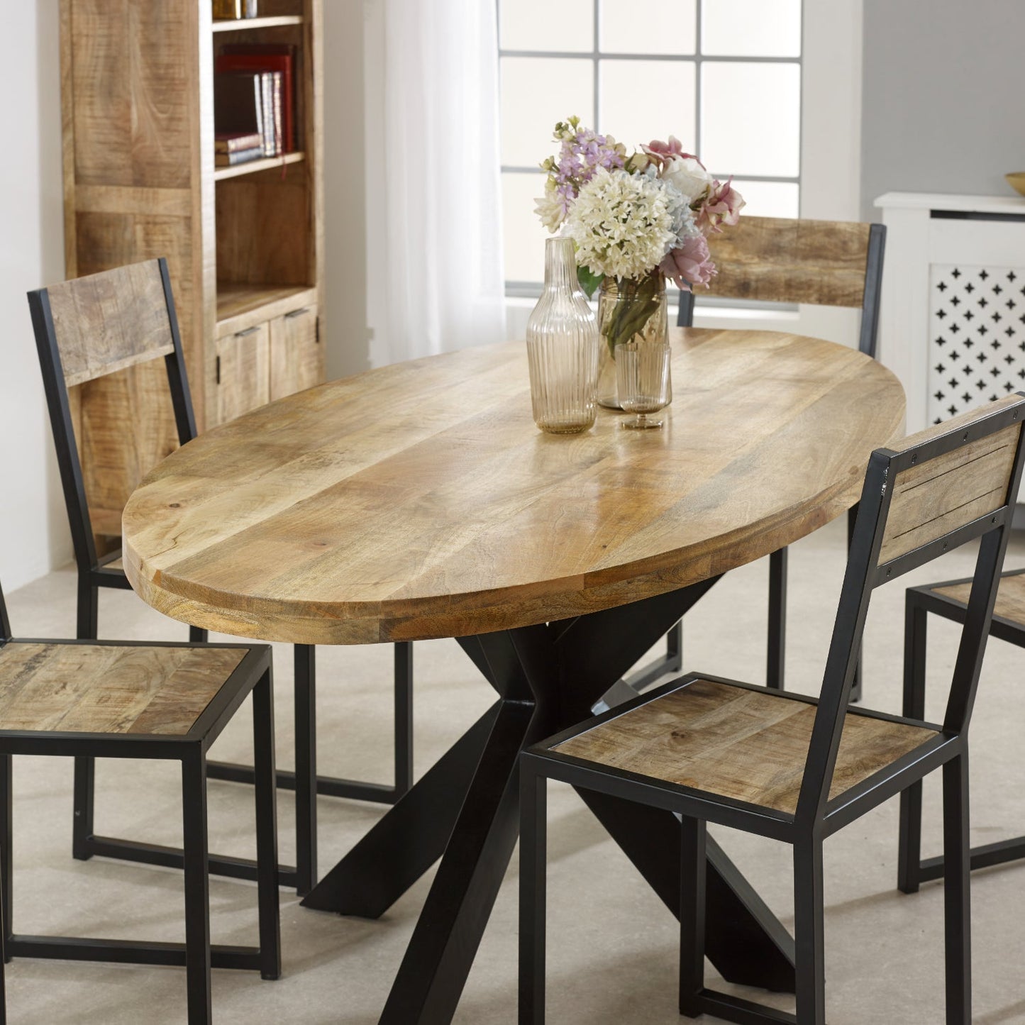 Merlin Mango Wooden 6 8 Seater Oval Dining Table
