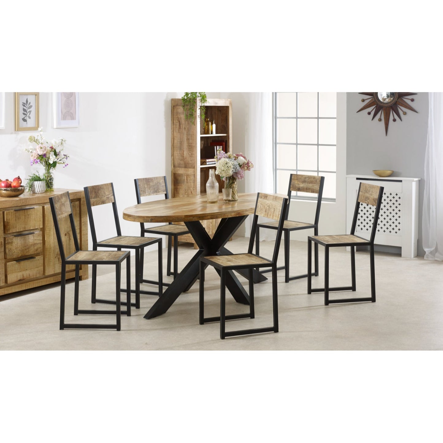Merlin Mango Wooden 6 8 Seater Oval Dining Table