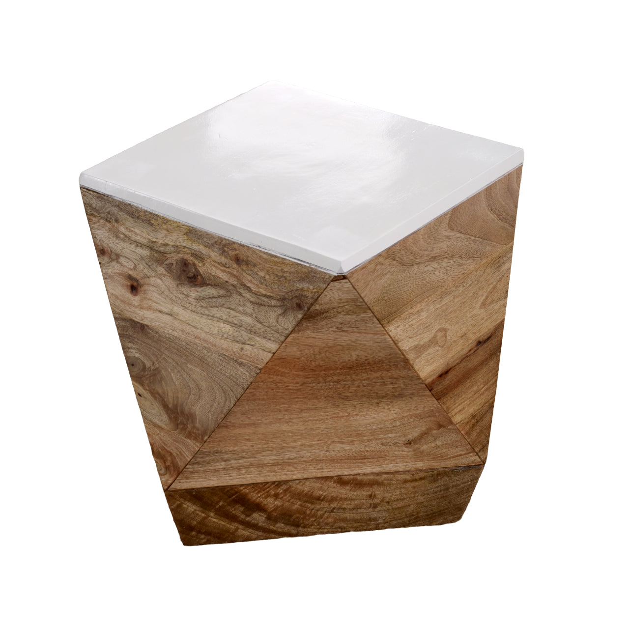 Bianco Solid Mango Wood White Side Table