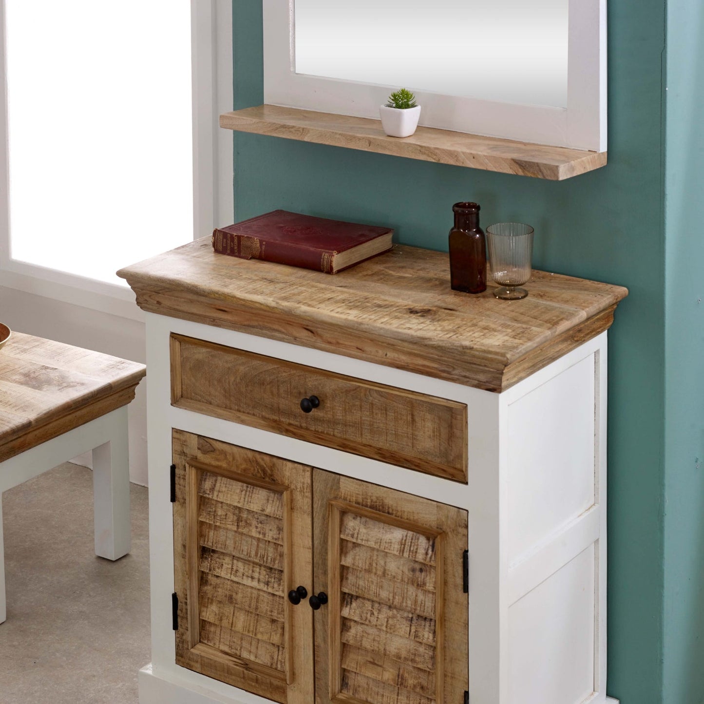 Bianco Solid Mango Wood Wall Mirror White