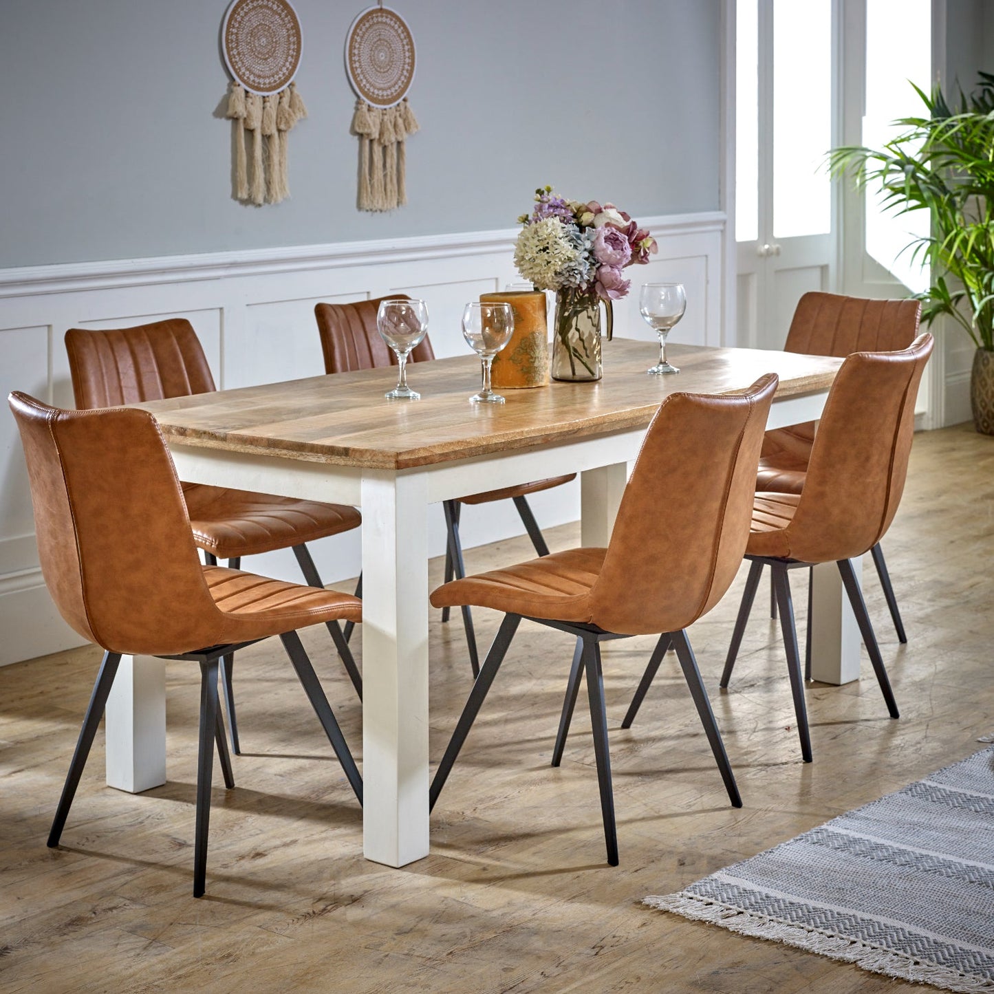 Bianco Solid Mango Wood White Dining Table 170Cm