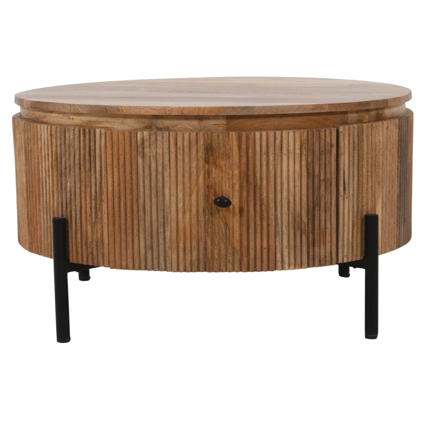 York Natural Solid Wood Coffee Table With Metal Legs