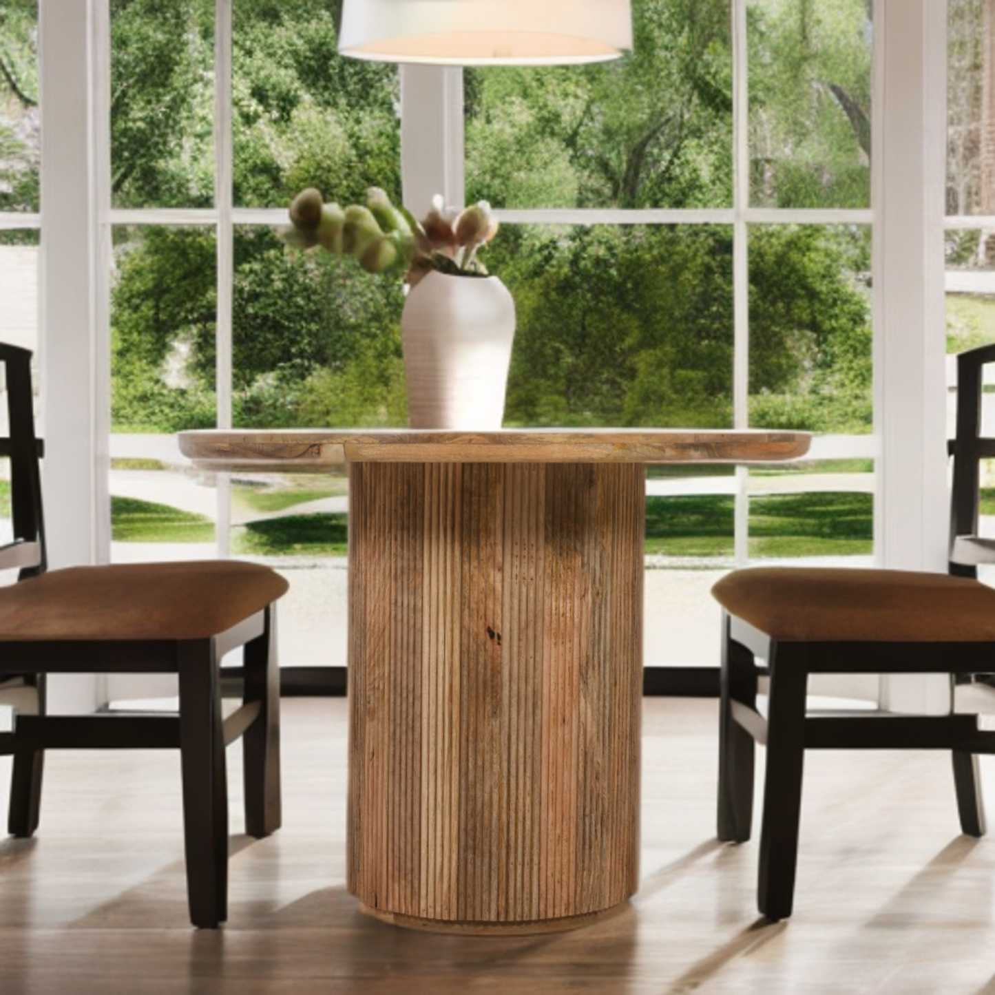 York Natural Solid Wood Round Dining Table