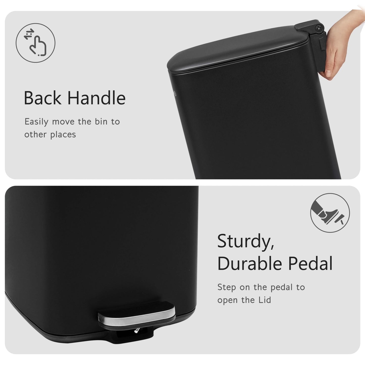 30L Square Pedal Bin with Soft-Close Lid