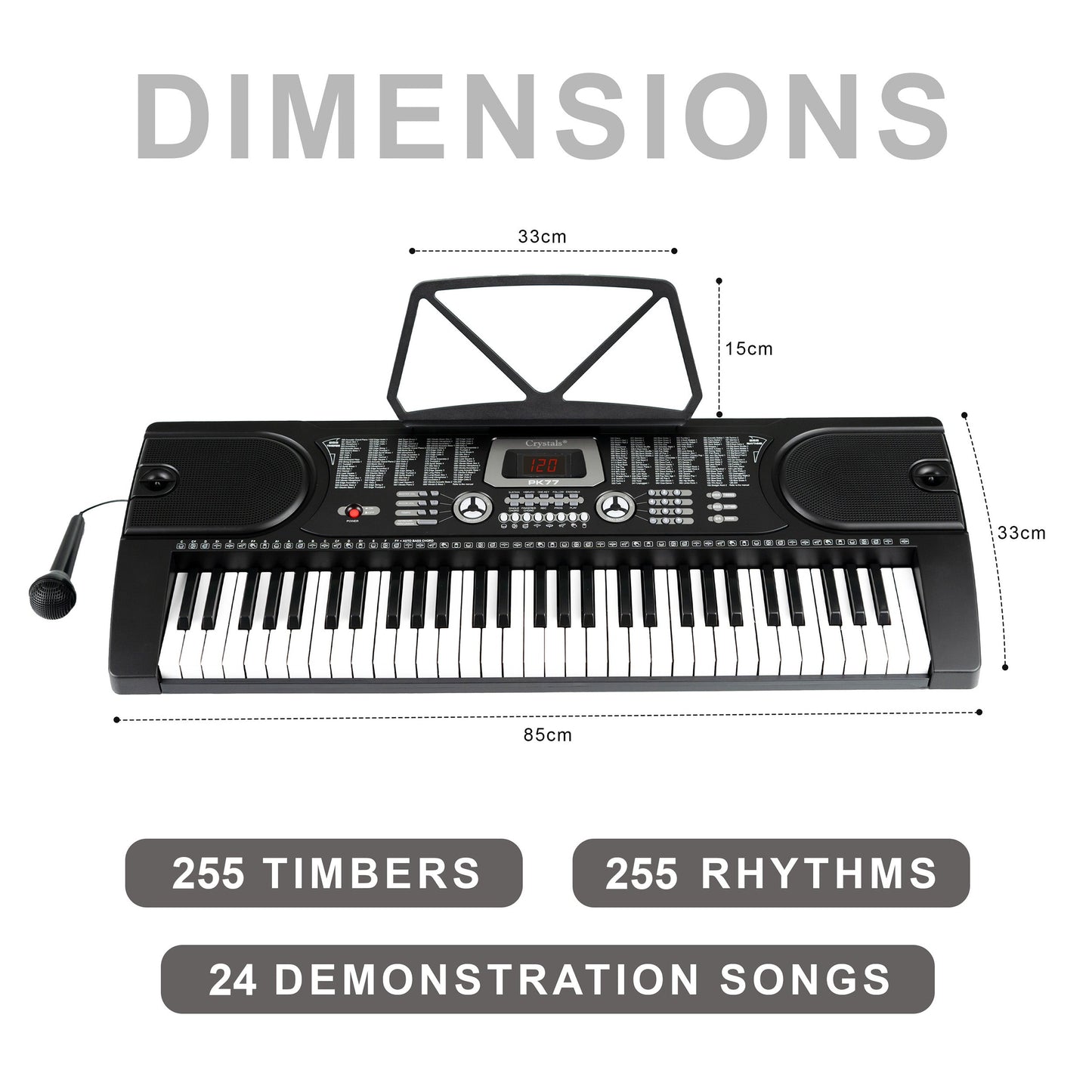 61 Keys Electronic Keyboard Piano + Stand & Music Chair
