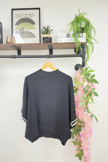 Pearl Trim Knit Jumper – One Size Up to UK 16