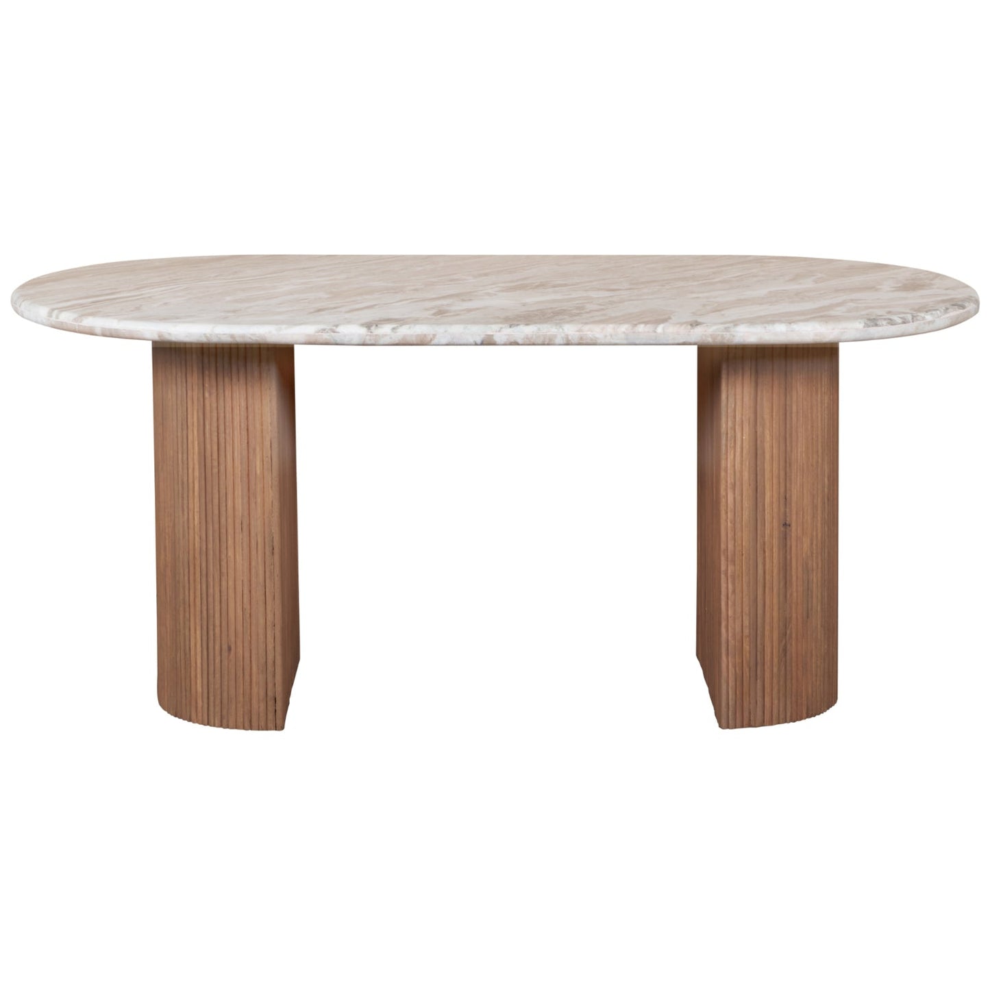 Bundi Natural Marble & Wood Pedestal 6-8 Seater Dining Table