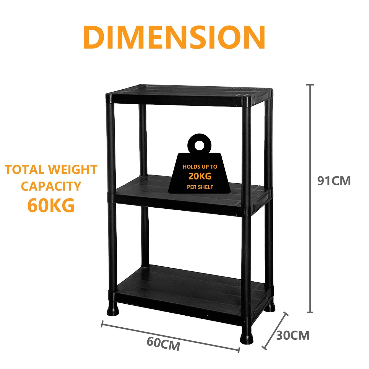 3/4/5 Tier Plastic Racking Shelving Storage Unit