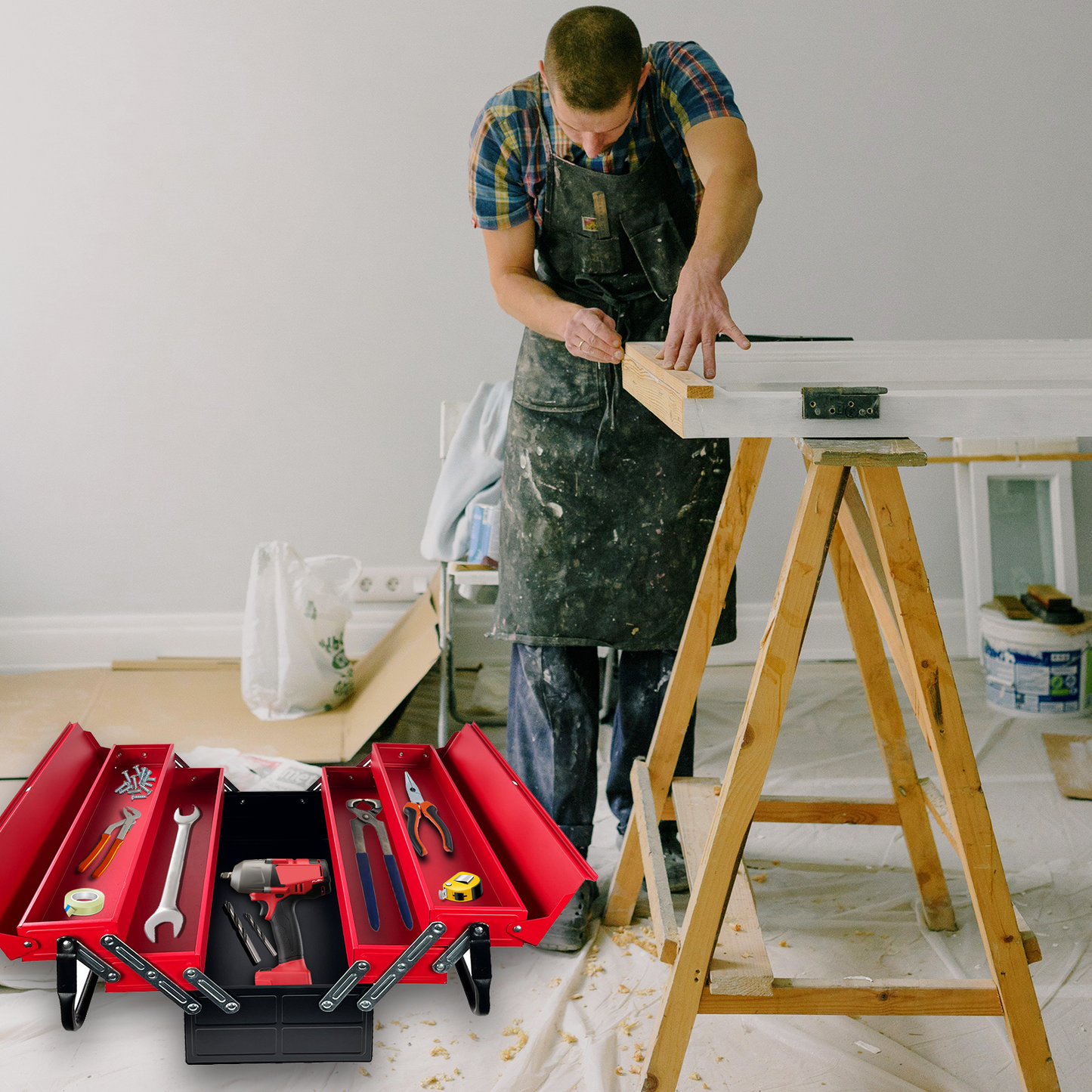 3 Tiers - 5 Trays Metal Tool Box - 470mm