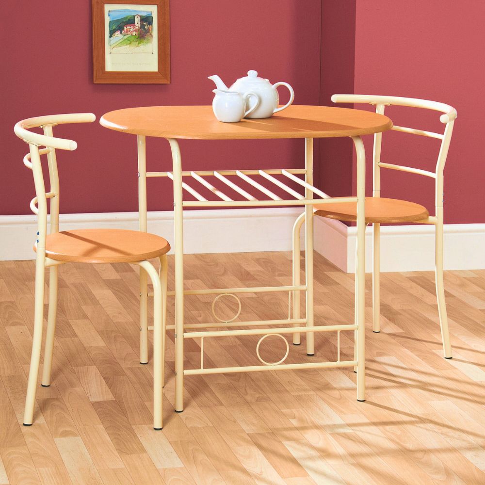 Stylish 2-Seater Compact Dining Set with Storage Shelf – Ideal for Small Spaces