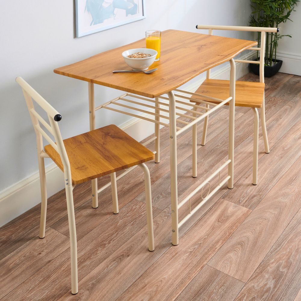 Greenhurst Live Edge Compact Dining Set Oak Top Black and Buttermilk Frame