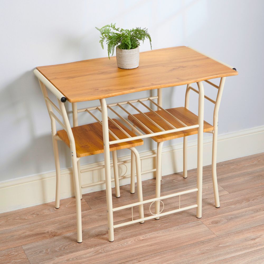 Greenhurst Live Edge Compact Dining Set Oak Top Black and Buttermilk Frame