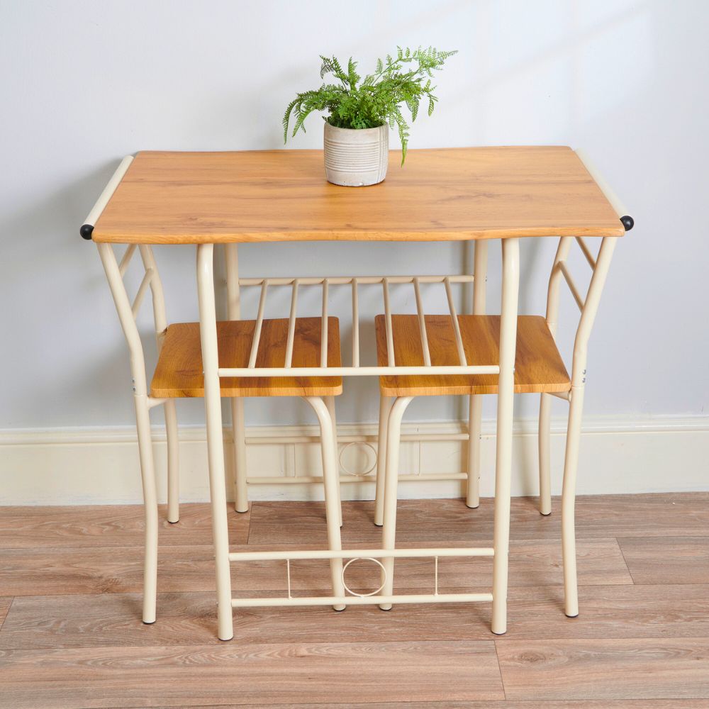 Greenhurst Live Edge Compact Dining Set Oak Top Black and Buttermilk Frame