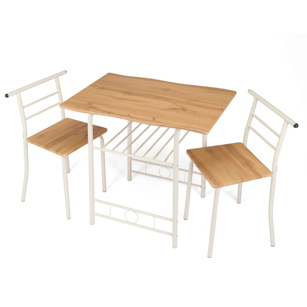 Greenhurst Live Edge Compact Dining Set Oak Top Black and Buttermilk Frame