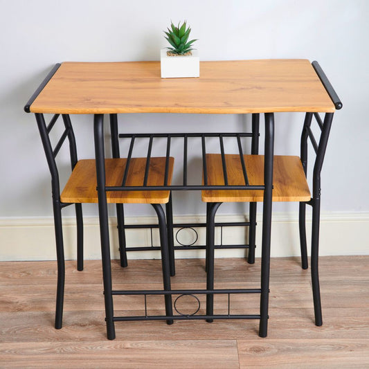 Greenhurst Live Edge Compact Dining Set Oak Top Black and Buttermilk Frame