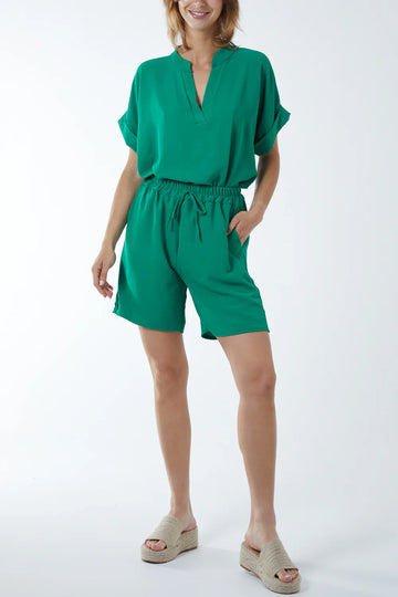 V-Neck Top and Shorts Co-ord Set One Size 8-16