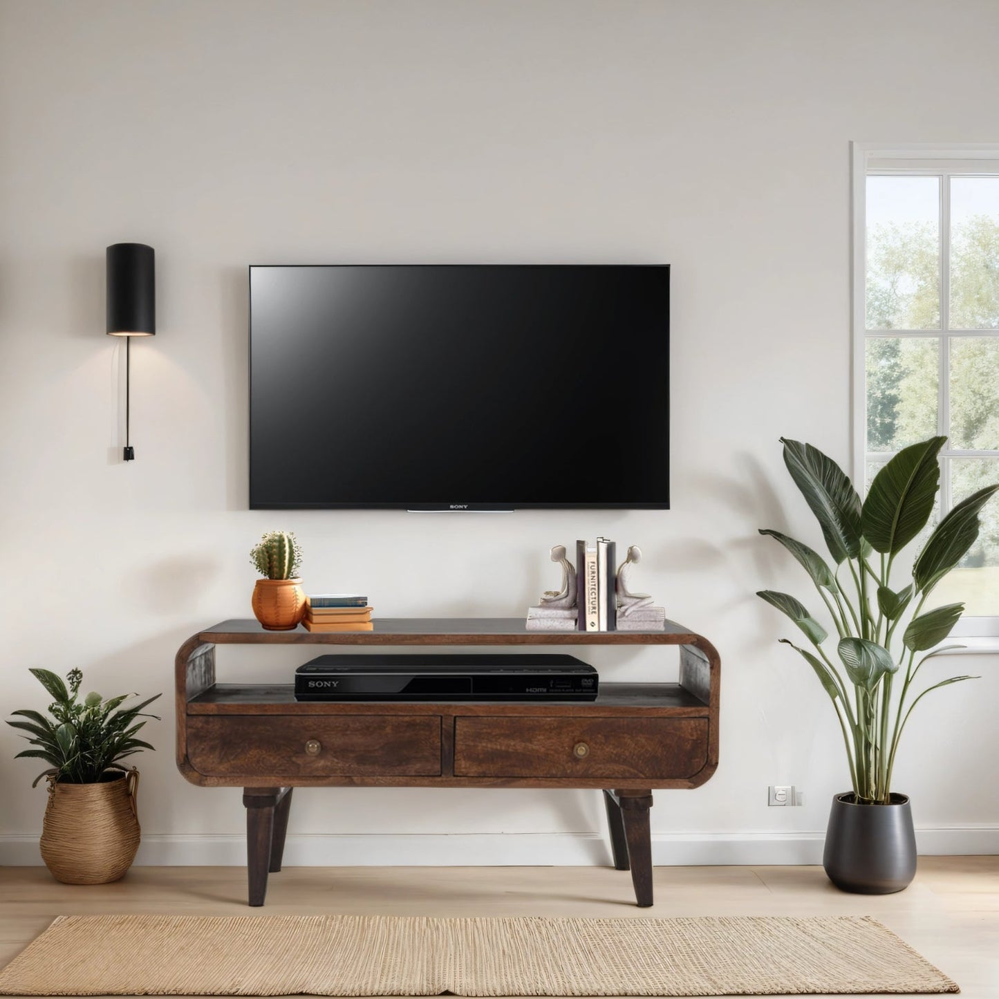 Franklin Dark Mango Wood TV Stand with 2 Drawers