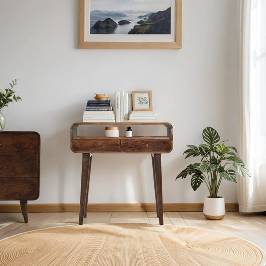 Franklin Dark Mango Wood Console Table with 2 Drawers