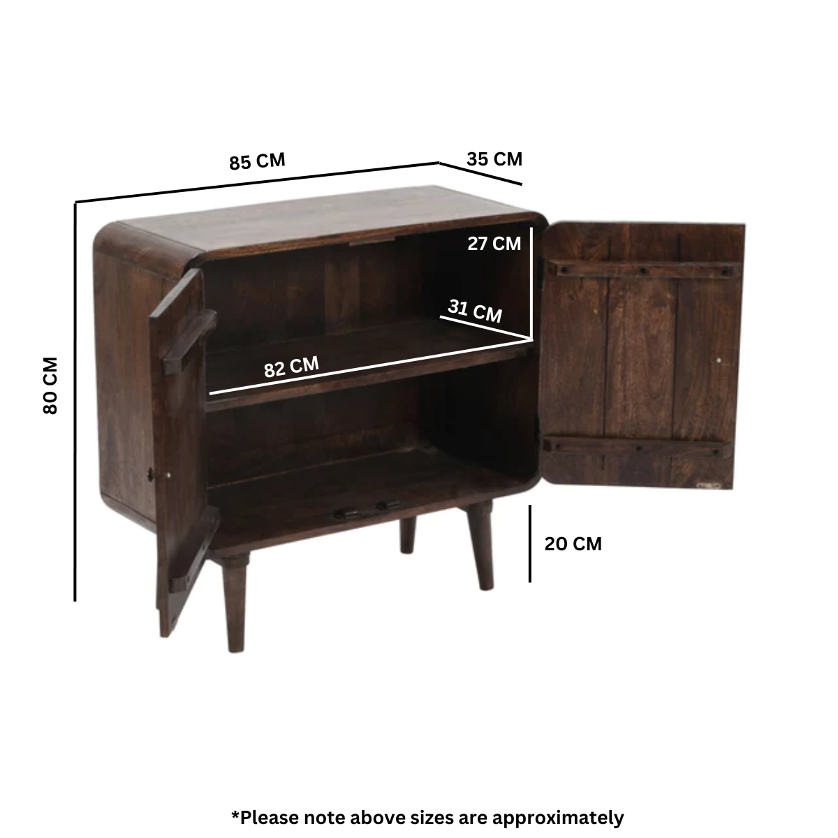 Franklin Dark Mango Wood 2 Door Sideboard