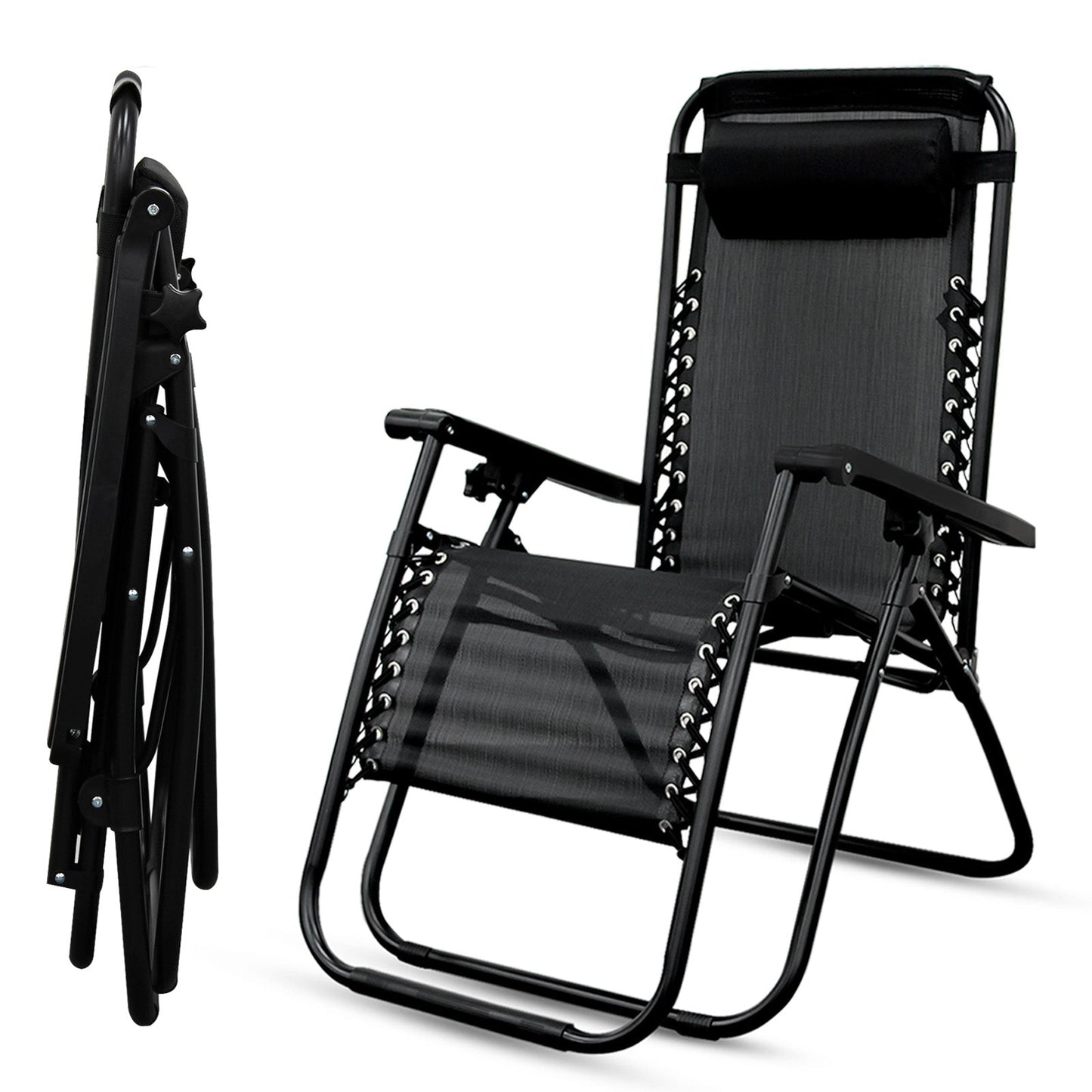 Set of 2 Zero Gravity Chair Sun lounger with Cup Holder