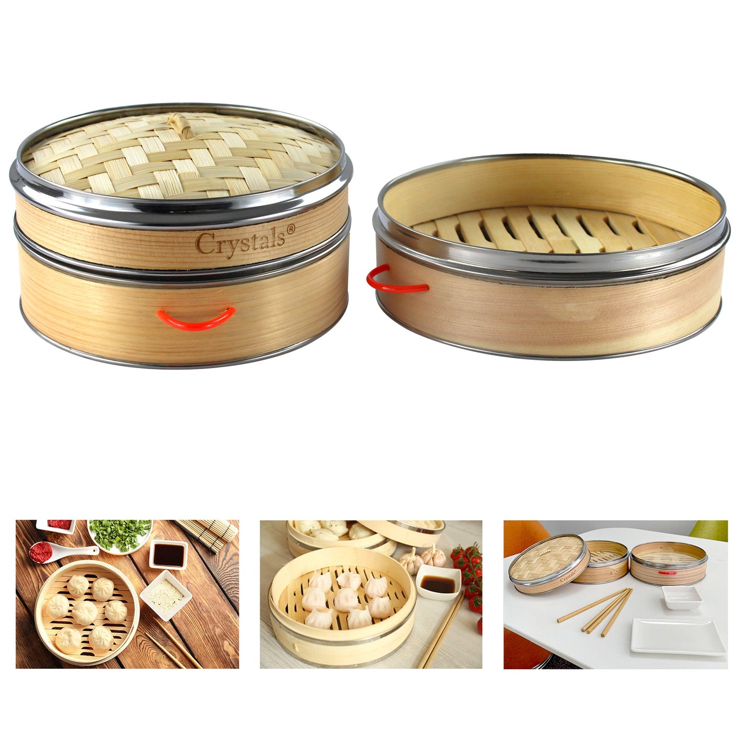 2 Tier 21 cm Bamboo Steamer Food Cooker