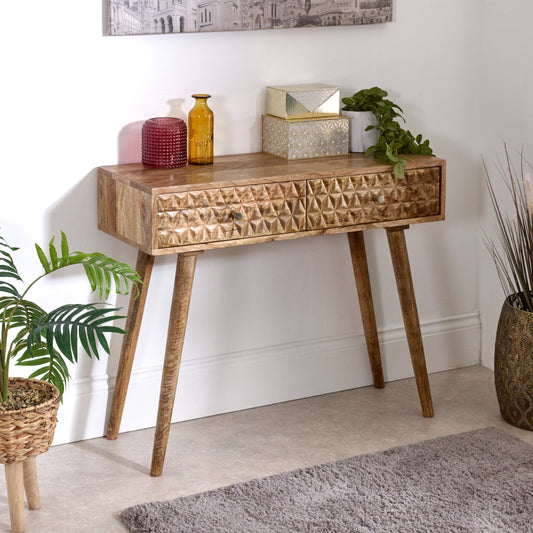 Marlow Light Mango Wood Console Table with 2 Drawers