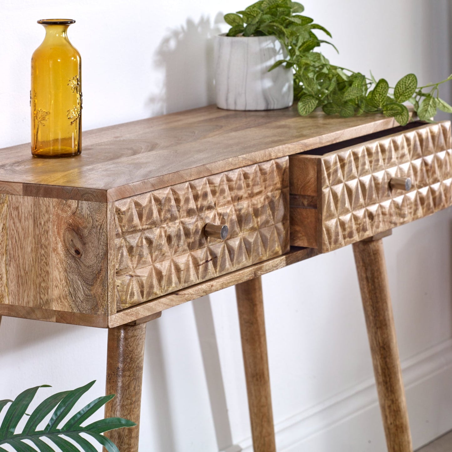 Marlow Light Mango Wood Console Table with 2 Drawers