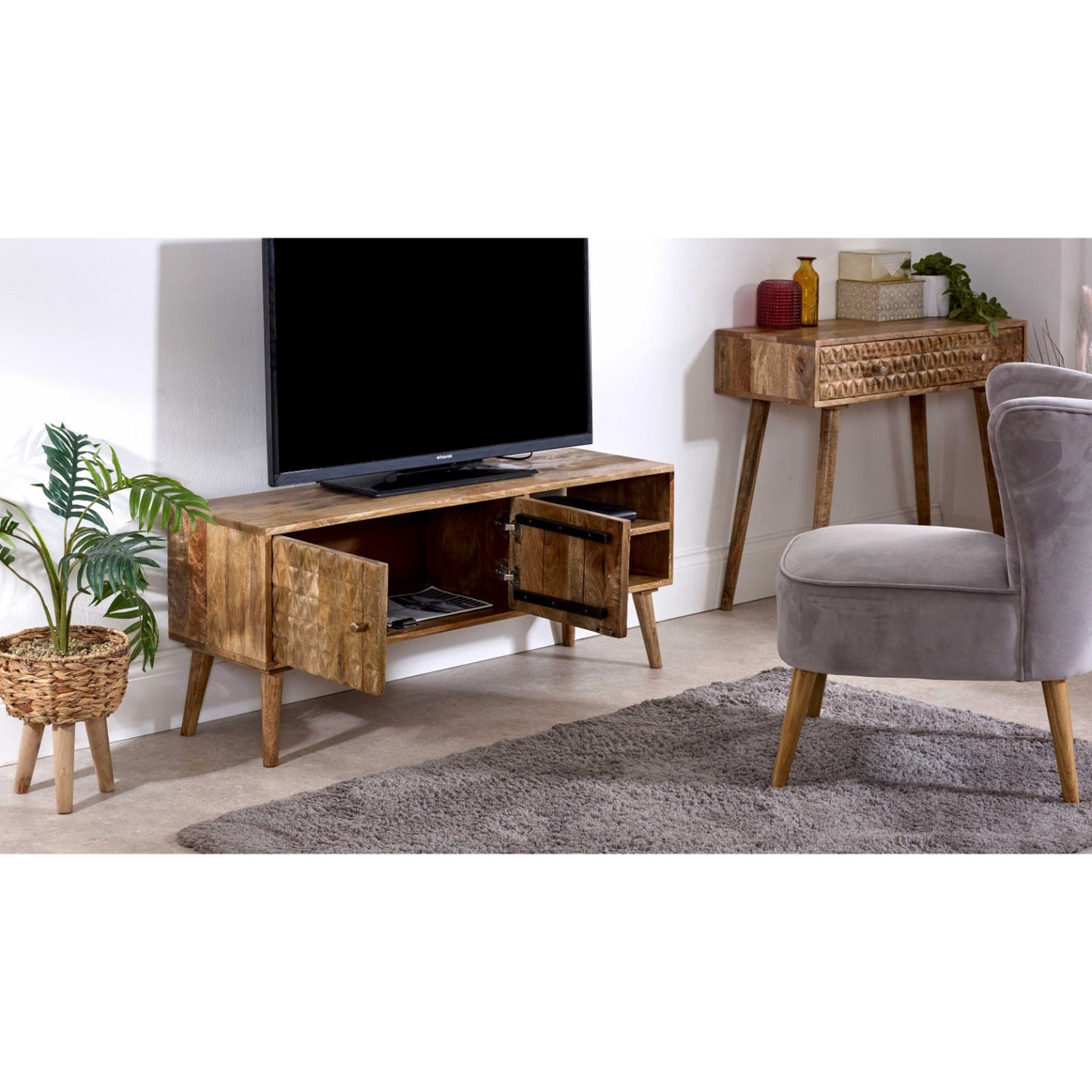 Marlow Light Mango Wood Console Table with 2 Drawers
