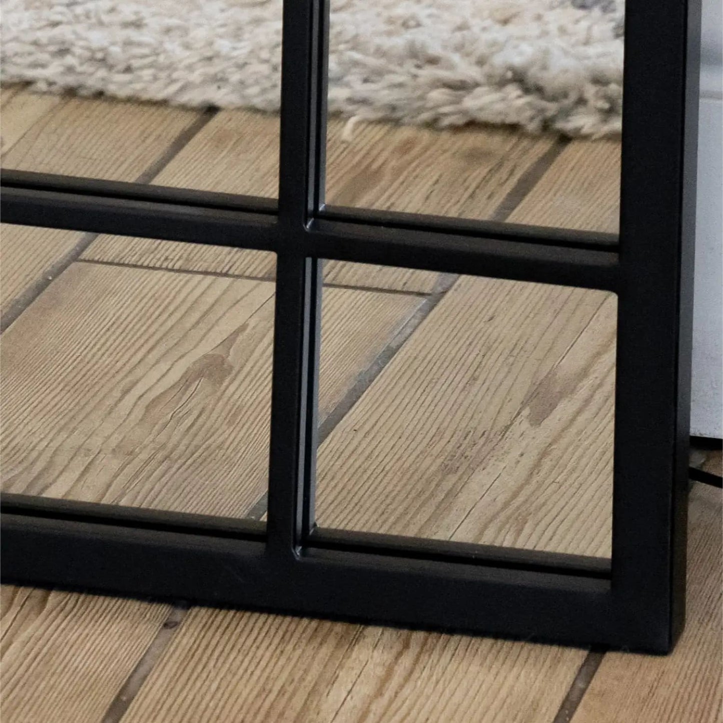 Aimi - Full Length Black Metal Rectangle Window Mirror - 180cm x 105cm.