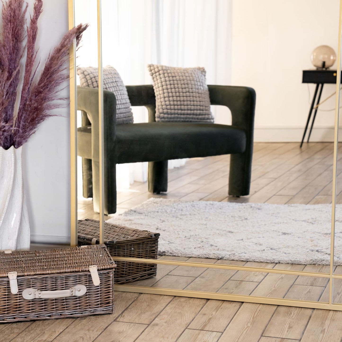 Aimi - Full Length Gold Metal Rectangle Window Mirror - 180cm x 90cm