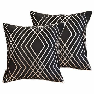 Geo Sparkle Cushion Covers 2 Pack Decorative Scatter Pillow Cases Geo Black for Sofa Bed Chair Lounge by OLIVIA ROCCO