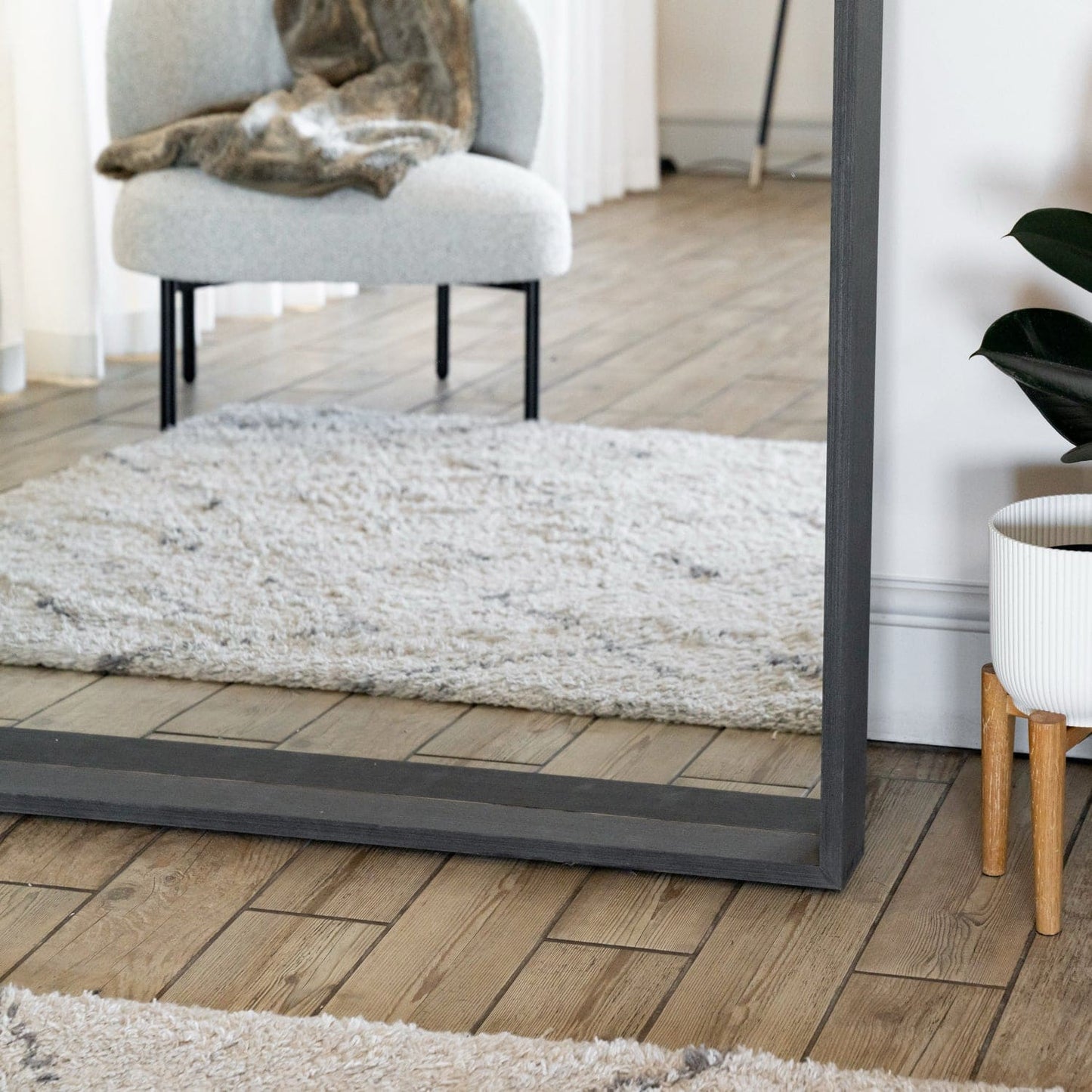 Hanaka - Full Length Black Oak Rectangle Mirror - 200cm x 100cm