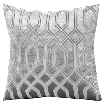 Luxe Geo Velvet Cushion Covers 2 Pack Grey Geometric Decorative Cushions for Sofa Bed & Living Room by OLIVIA ROCCO